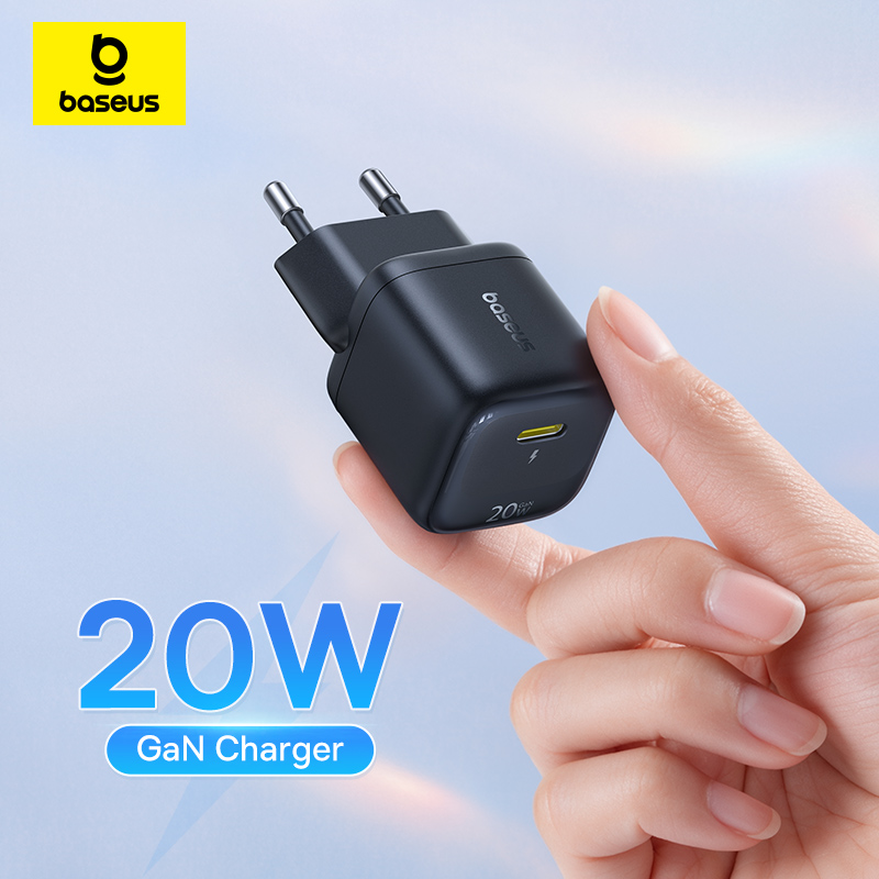 Baseus USB tipo C cargador 20W cargador USB C portátil soporte tipo C PD carga rápida para iPhone 15 14 13 12 Pro Max 11X8 Plus