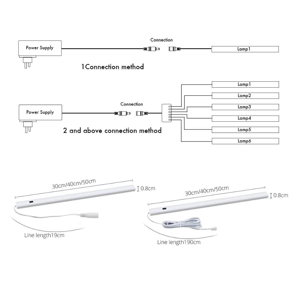 Kjøkkenlys tilbehør håndfeiende sensor under skap led strip bar lys 5w 6w 7w gjør det selv kjøkken nattbord lys led lampe