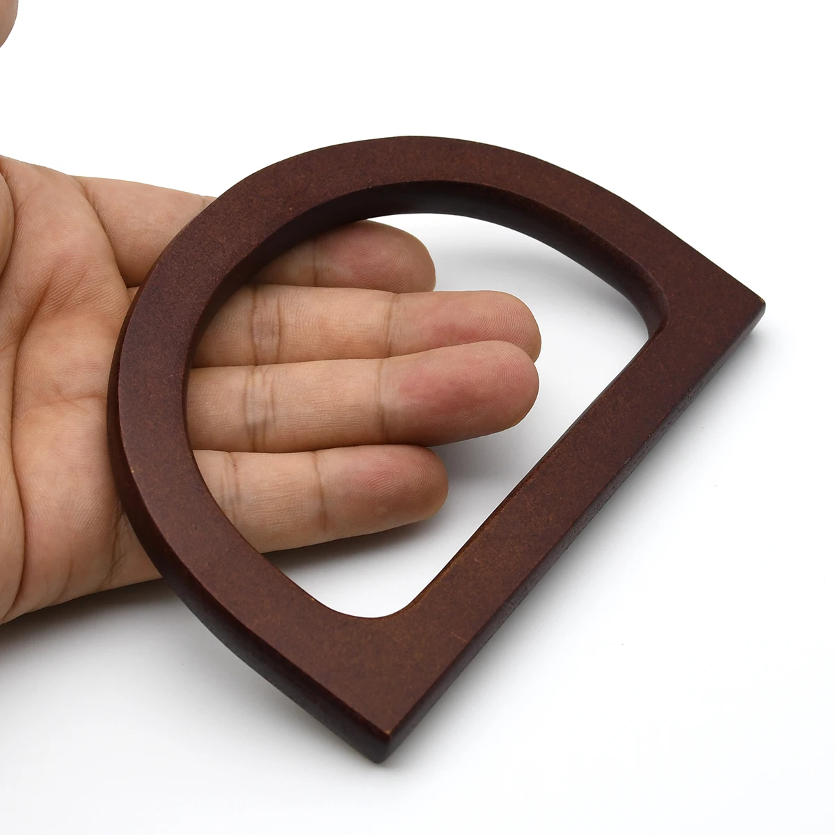 1 st träväskhandtag handväska väskram d-ring form ersättning gör-det-själv väskdelar tillbehör: Svart nickel