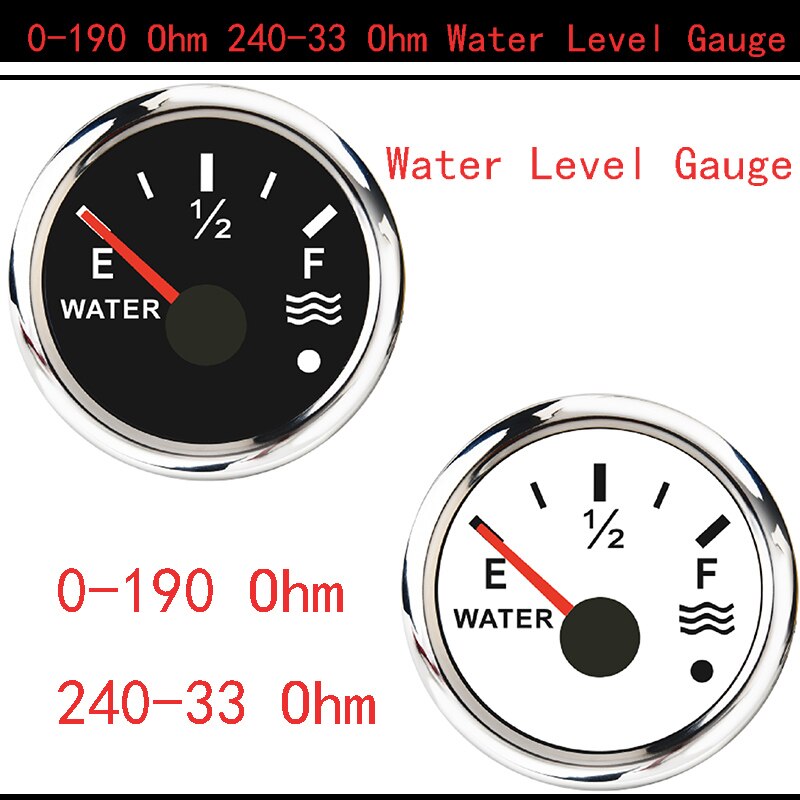Water Tank Level Gauge 0-190 Ohm 240-33 Ohm Water Level Indicator Gauge with Alarm Meter Fit for Marine Truck Boat Car
