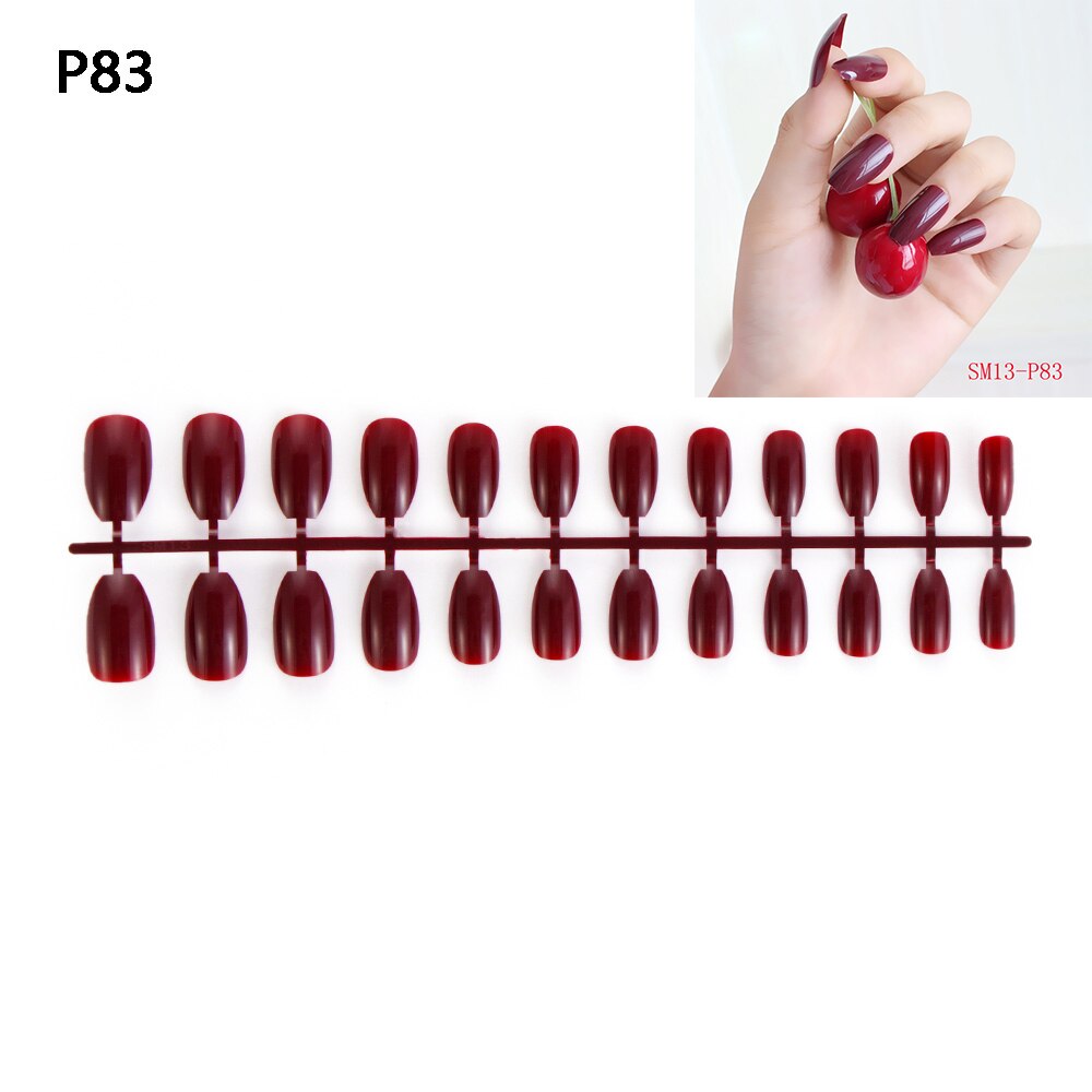 24Pcs Valse Nail Tips Ballerina Volledige Cover Doodskist Acryl Gel Nep Nagels Met Lijm Stiletto/Ronde hoofd Manicure Tool: P83