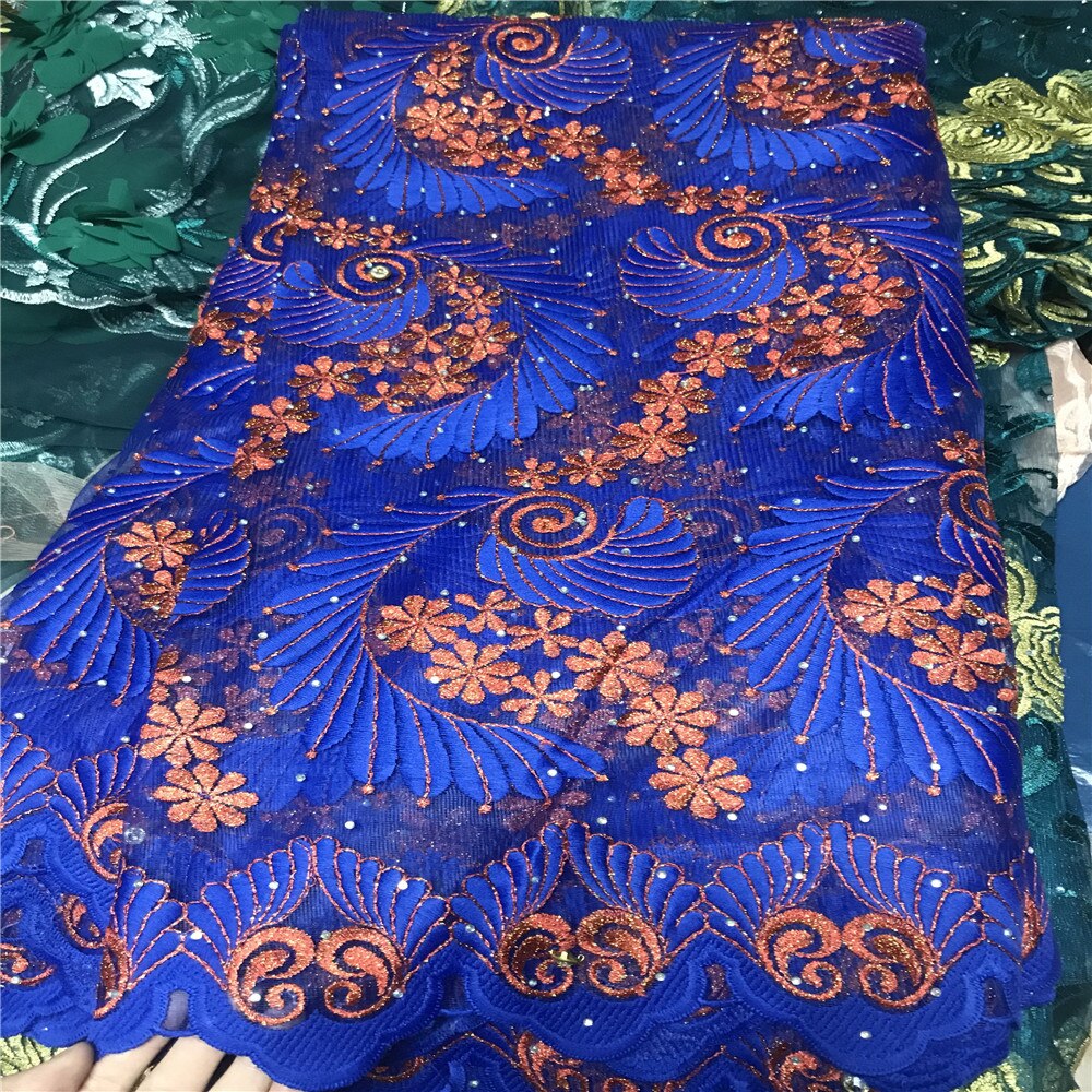 African style The latest Onion color net lace fabric with stones for party wedding cloth 5 yards