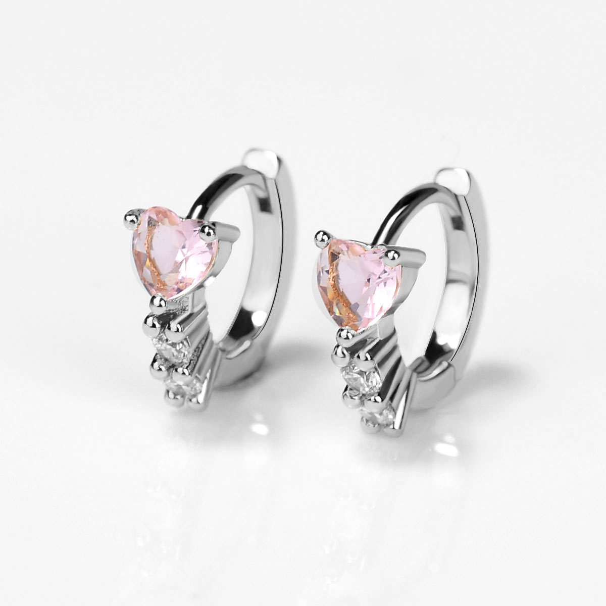 Pendientes Huggies púrpura blanco verde azul rojo corazón cuadrado Color plata pendientes de aro pequeños para mujeres niñas joyería de boda: Blue