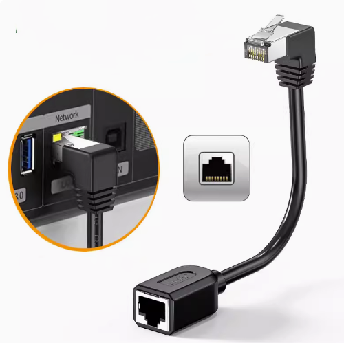 10cm Cat6 Ethernet Extension Cable RJ45 90 Degree Right Angle Cat 6 Male to Female Ethernet Lan Network Cable Adapters: WHITE