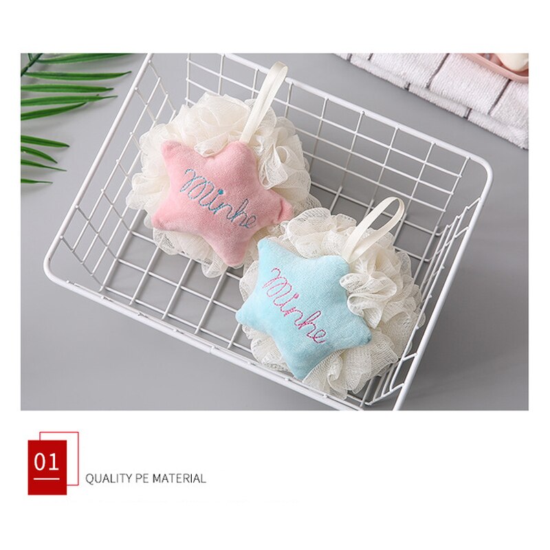 Superzachte bad- en doucheluffaspons, poef, bodyscrub, stervormige badluffaspons voor mannen, vrouwen en kinderen.