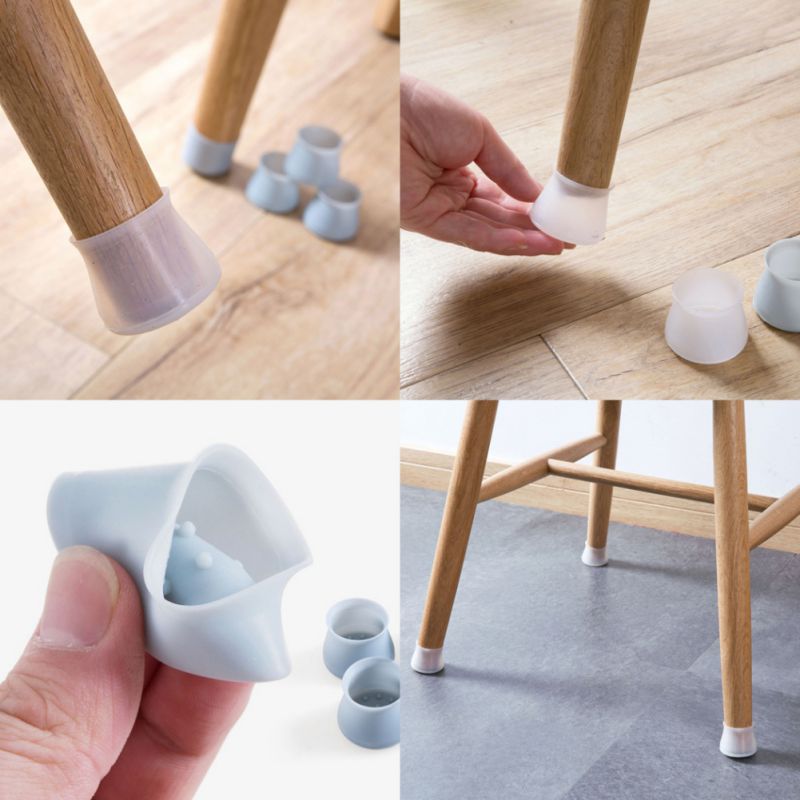 Silicone Mat Table Chairs gloves Foot Protection Pads Thick Non-slip Desk Chair Leg Mute Protective Sleeve Cover 4pcs/set .