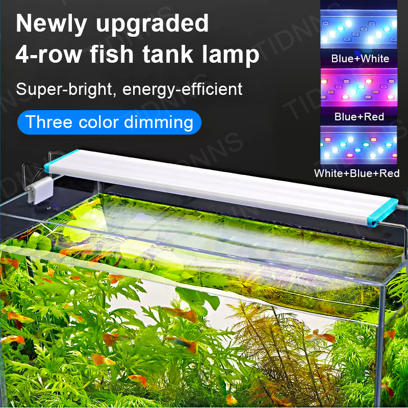 Luces LED súper delgadas para acuario, 18-58CM, 110-240V, planta para pecera, luz de espectro completo, Clips de luz retráctiles, iluminación para acuarios