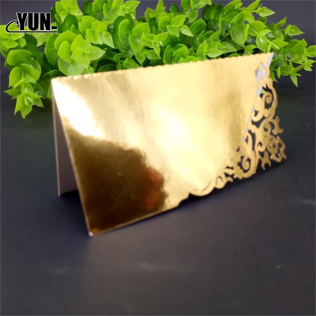 10pc Perlglanz Spitze Name Ort Karten Hochzeit Dekoration Tabelle Dekor Tabelle Name Nachricht Gruß Karte Party Weihnachten Lieferungen: hell Gold