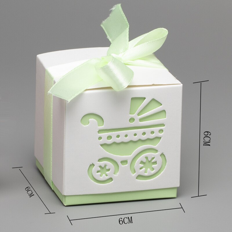 10 Stks/zak Leuke Candy Box Kinderwagen Blauw & Roze Papier Geschenkdozen Decoratie Voor Kinderen Verjaardagsfeestje Diy Baby douche Benodigdheden 5Z: Light green