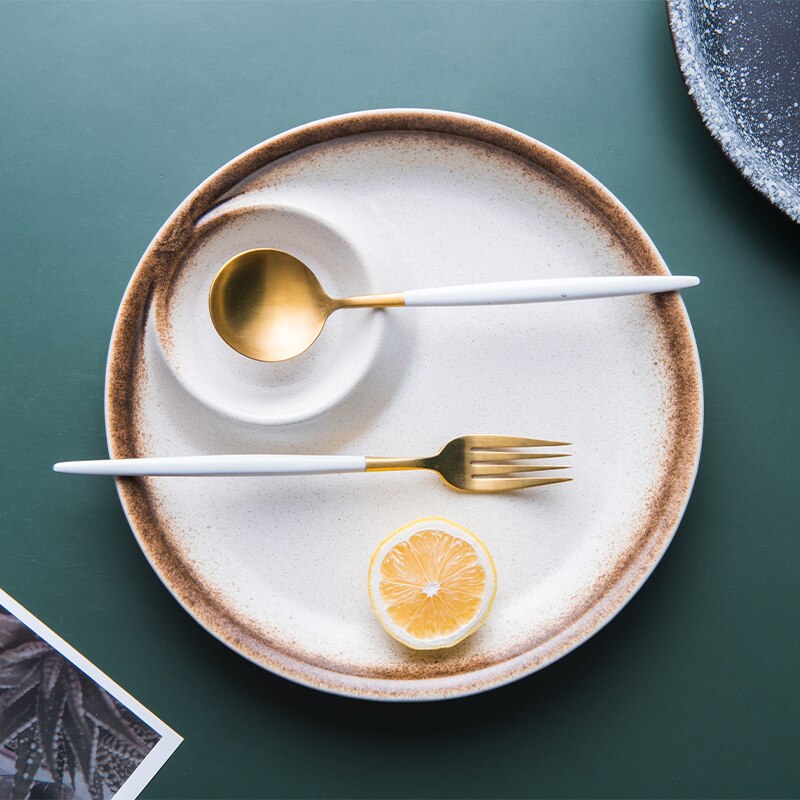 Lingao dumpling parabol husholdnings porcelæn bordservice med eddike skål japansk rund kold fad ret retro separat fad
