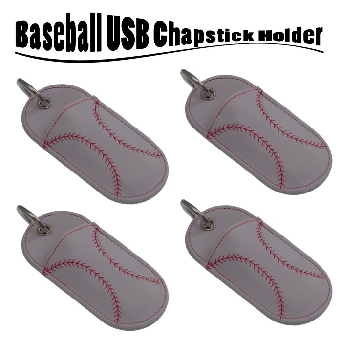 Softbal Honkbal Laather Chapstick Sleutelhanger, Lippenbalsem sleutelhanger, Chapstick Houder, chapstick gezellige sleutelhanger, Lipbalm cover pouch