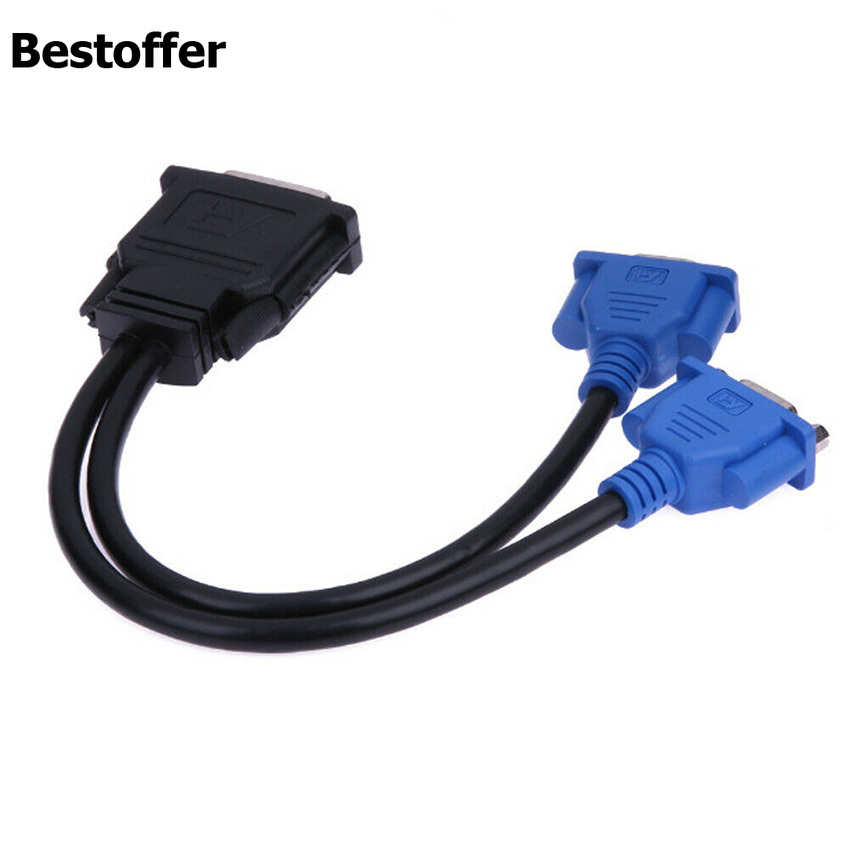 DMS-59 Pin Male to Dual VGA Female Y Splitter Video Card Adapter Cable 25CM