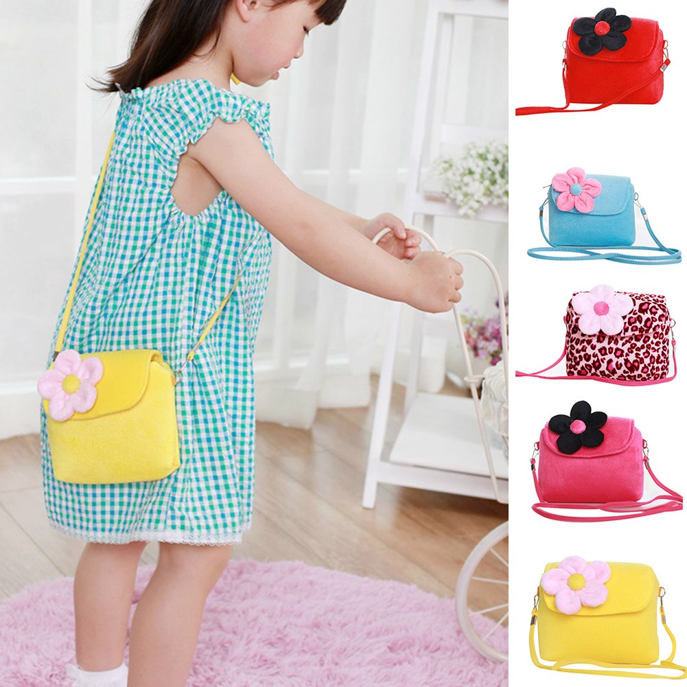 Bolso pequeño de felpa con flores para niños, Bolso pequeño de hombro para chicas pequeñas, de , Monedero, Monedero