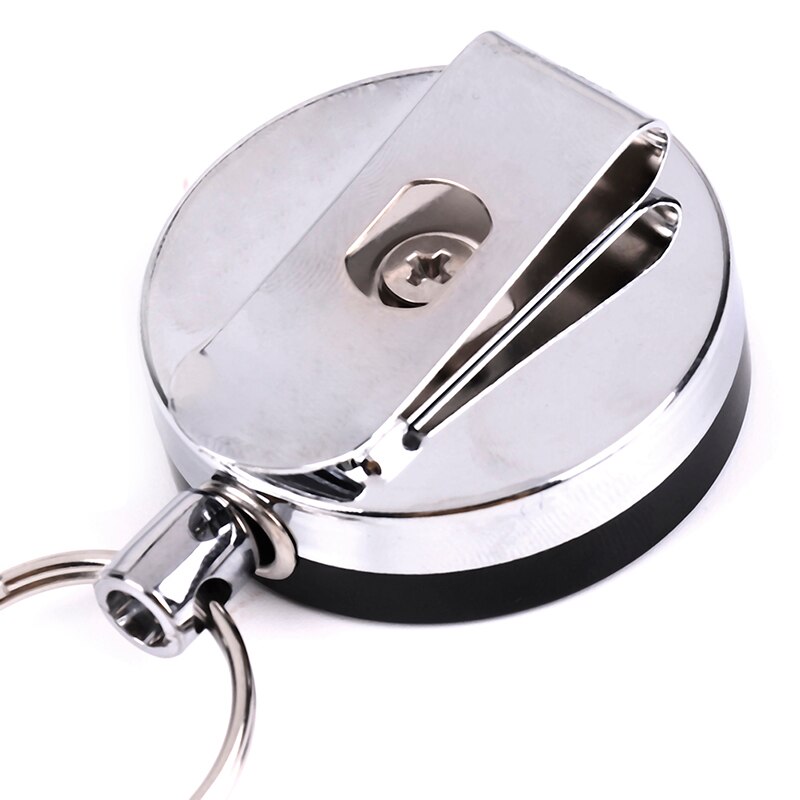 1PCS Portable Classic Casual Stainless Steel Badge Reel Retractable Key Ring ID Card Holder Clips