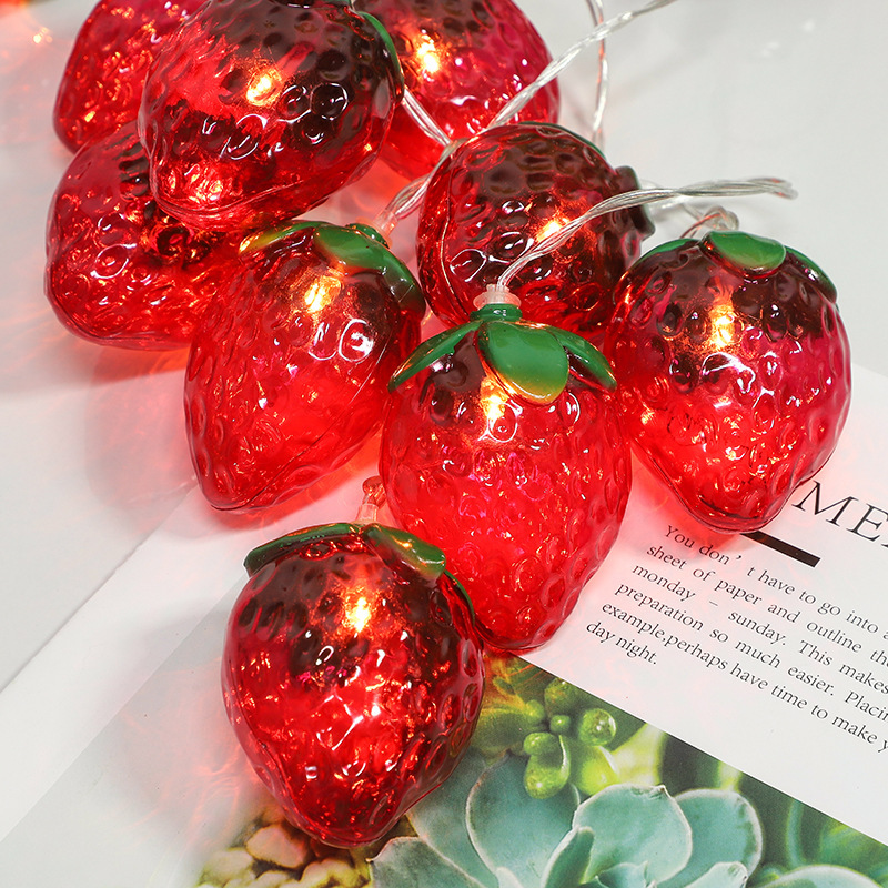 2024 Erdbeer-Lichterkette, Heimdekoration, Lichterkette, LED-Hängeleuchten, immer bin Lichtmodus für Ostern, Party, Hochzeit