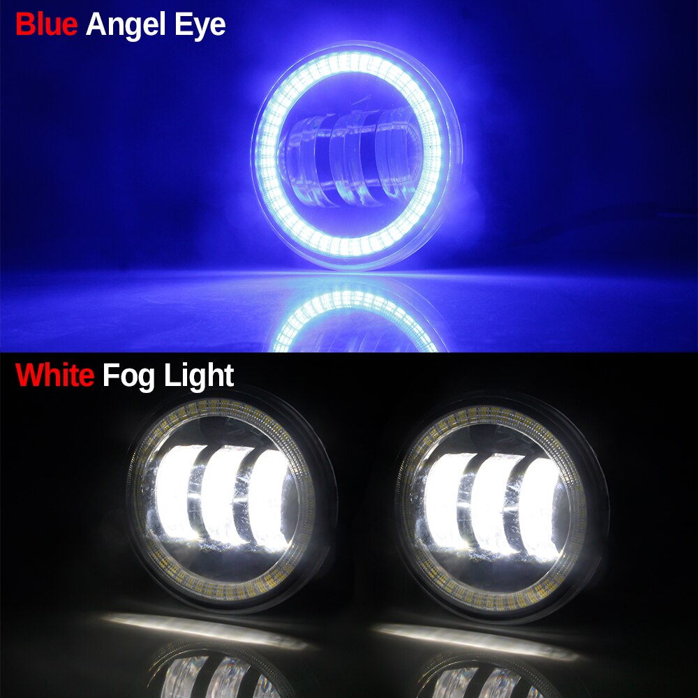 2 Pieces Angel Eye Fog Light For Suzuki Grand Vitara Jimny Swift SX4 Splash Alto Ignis Car LED Lens DRL Fog Daytime Running Lamp: Blue and White