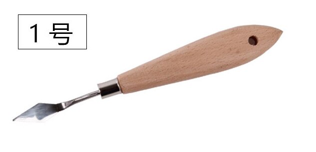 Paleta de cuchillos de para pintar espátula de acero inoxidable, mango de madera, suministros de arte para artista, pintura al óleo de lona, mezcla de colores: 1
