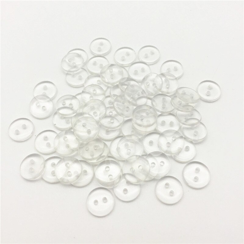 50pcs Lucency Resin Clear Buttons Transparent 2 Holes Round Sewing Shirt Button Embellishments For Scrapbooking