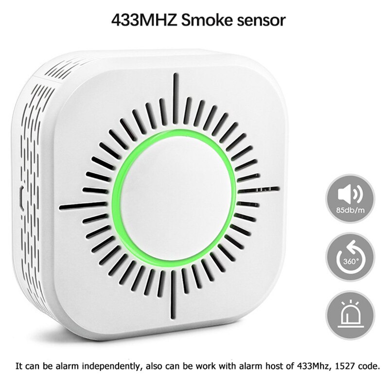 433 mhz trådløs smart wifi røykvarsler brannalarm sensor røyksensor kompatibel med 433 mhz alarm vert rf bridge