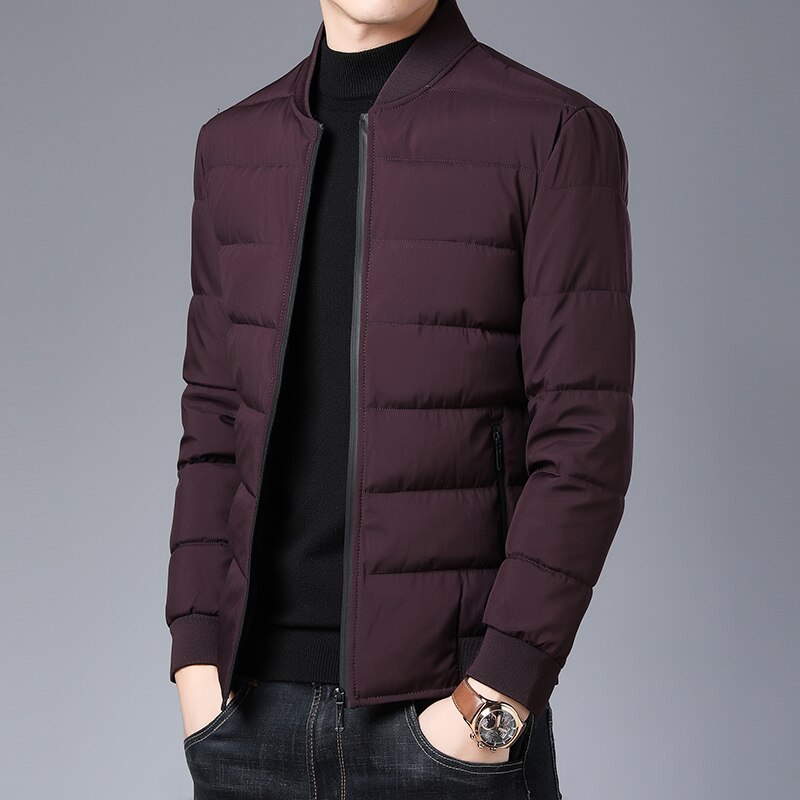 dicke Winter Jacken Männer Padded Jacken Streetwear Parkas Stepp Jacke Puffer Blase Mäntel Herren Kleidung: Fuchsia / L