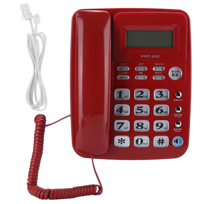 W520 Office Household Business Caller Identification Fixed Telephone Landline Equipment Office Telephone: Red