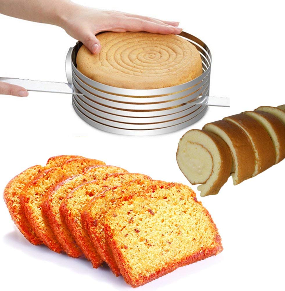 Rvs Verstelbare Layer Cake Slicer Kit Mousse Mould Snijdende Cake Instellen Ring Diy Bakvormen Gereedschappen Taart Tools