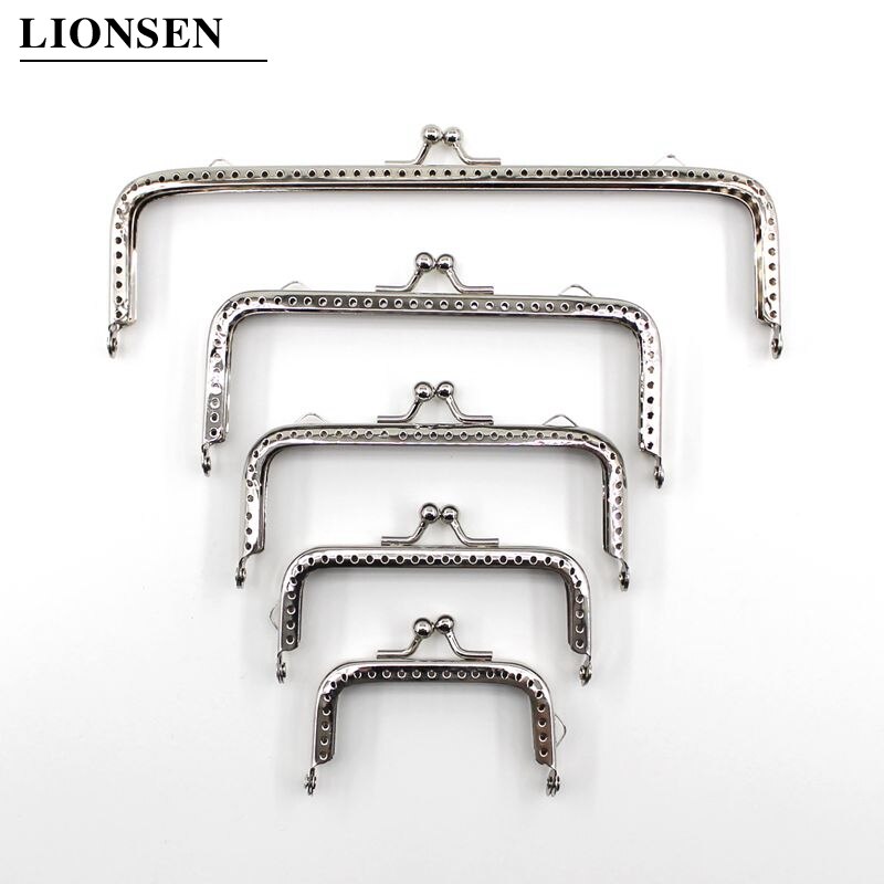 1 Stuk Glanzende Zilveren Vierkante Basic Metal Purse Frame Kus Sluiting Lock Diy Tas Accessoires 6.5/8.5/10.5/12.5/15/18Cm