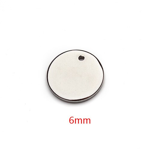 Pendentifs vierges pour colliers, 20 pièces, 6, 8, 10, 20, 25mm, pendentifs en acier inoxydable pendentifs étiquettes de chien, fabrication bijoux à bricoler soi-même: 6mm