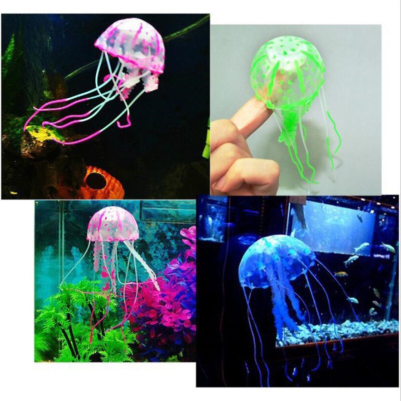 Artificial Swim Glowing Effect Jellyfish Aquarium Decor Fish Tank Underwater Live Plant Luminous Ornament Aquatic Landscape