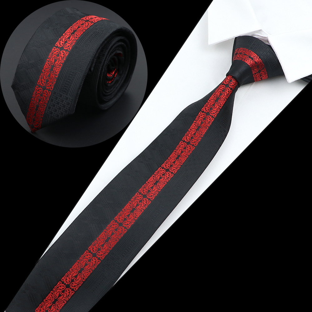 Nuova cravatta di lusso moda uomo cravatta in tessuto jacquard magro sottile 6 cm rosso marrone floreale cravatta festa banchetto camicia accessorio regalo: Rosso