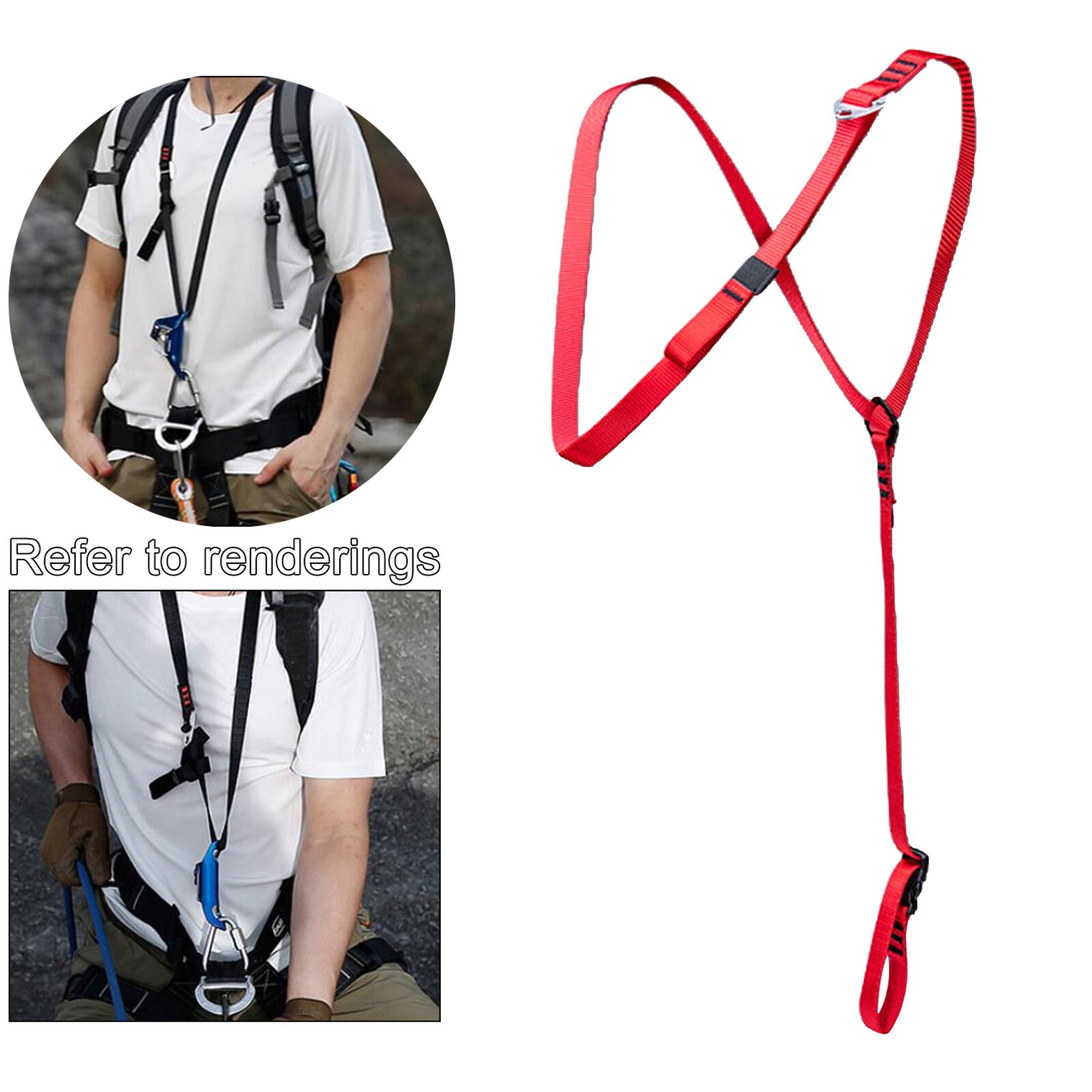 Climbing Chest Ascender Caving Adjustable Shoulder Strap Sling Harness