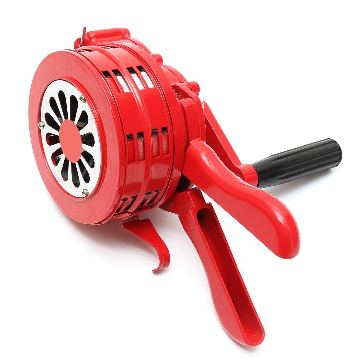 4.5 Inch Portable Hand Crank Siren Red Aluminium Alloy Manual Operated Security Alarm Air Raid Emergency Safety