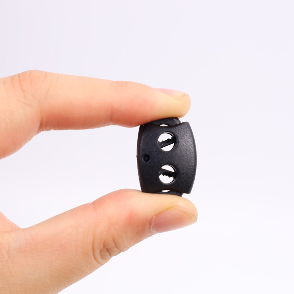 100pcs/Lot Black POM Plastic Ball Cord Lock Toggles Plastic 2 Hole Spring Stoppers 5mm Bungee Shock Cord