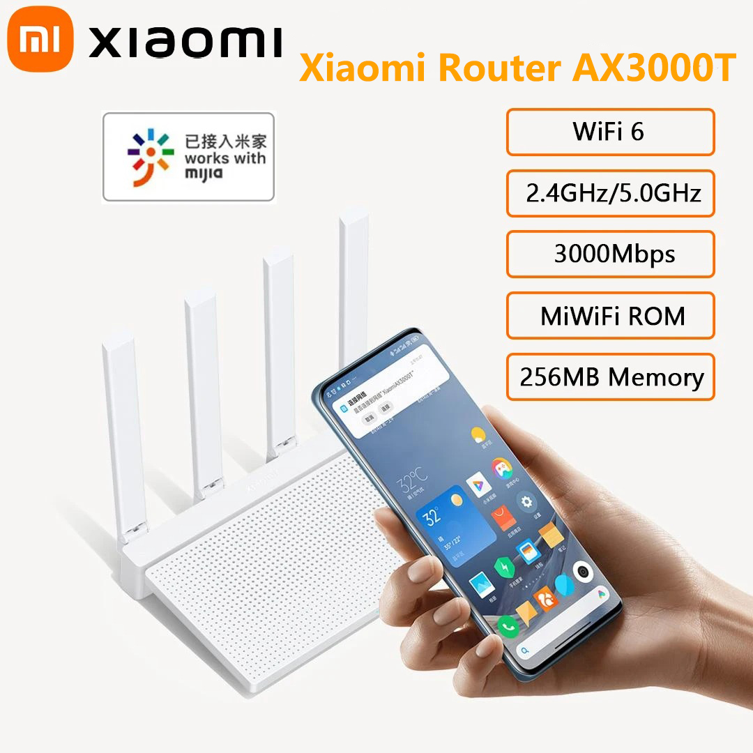 Oryginalny router xiaomi  ax3000t 5 ghz, szerokopasmowy, 160 mhz, procesor 1.3 ghz, szybkie połączenie nfc do gier w domu i biurze.