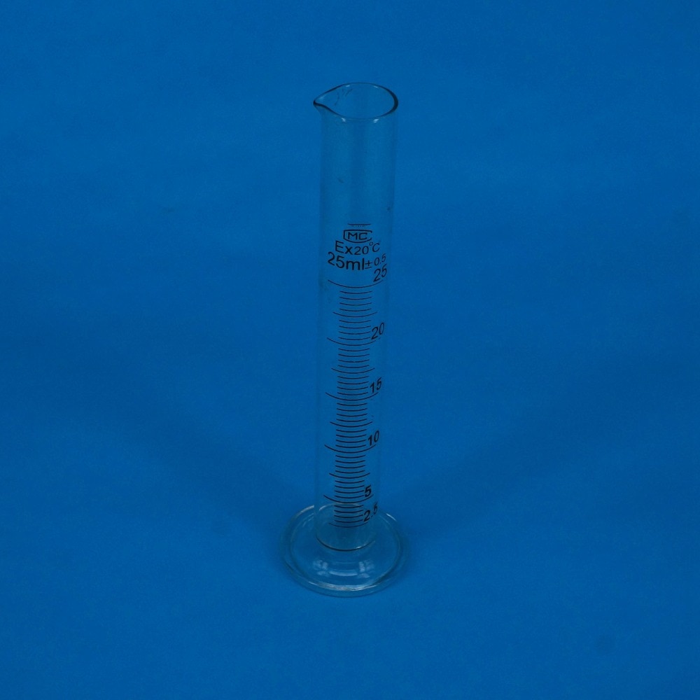 25ml Lab Glass Graduated Measuring Cylinder 110mm Height With Spout Glassware