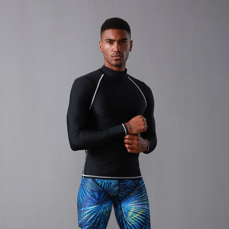SBART Long Sleeve Rash Guard Men UV Protection Windsurf Tops Black Surf Rashguard Swim Shirts Man Swimwear Plus Size XXXXL K702