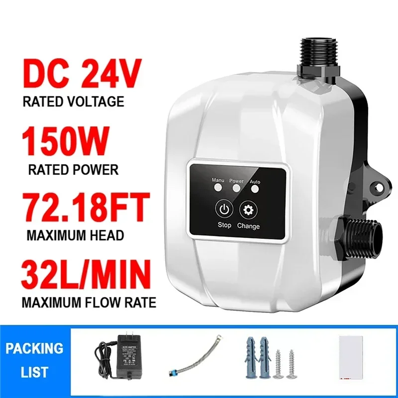 DC 24V Waterdruk Booster Pomp Kleine Douche Booster Recirculerende Waterpomp Volautomatische Geluidsarm MT242080P (EU-stekker
