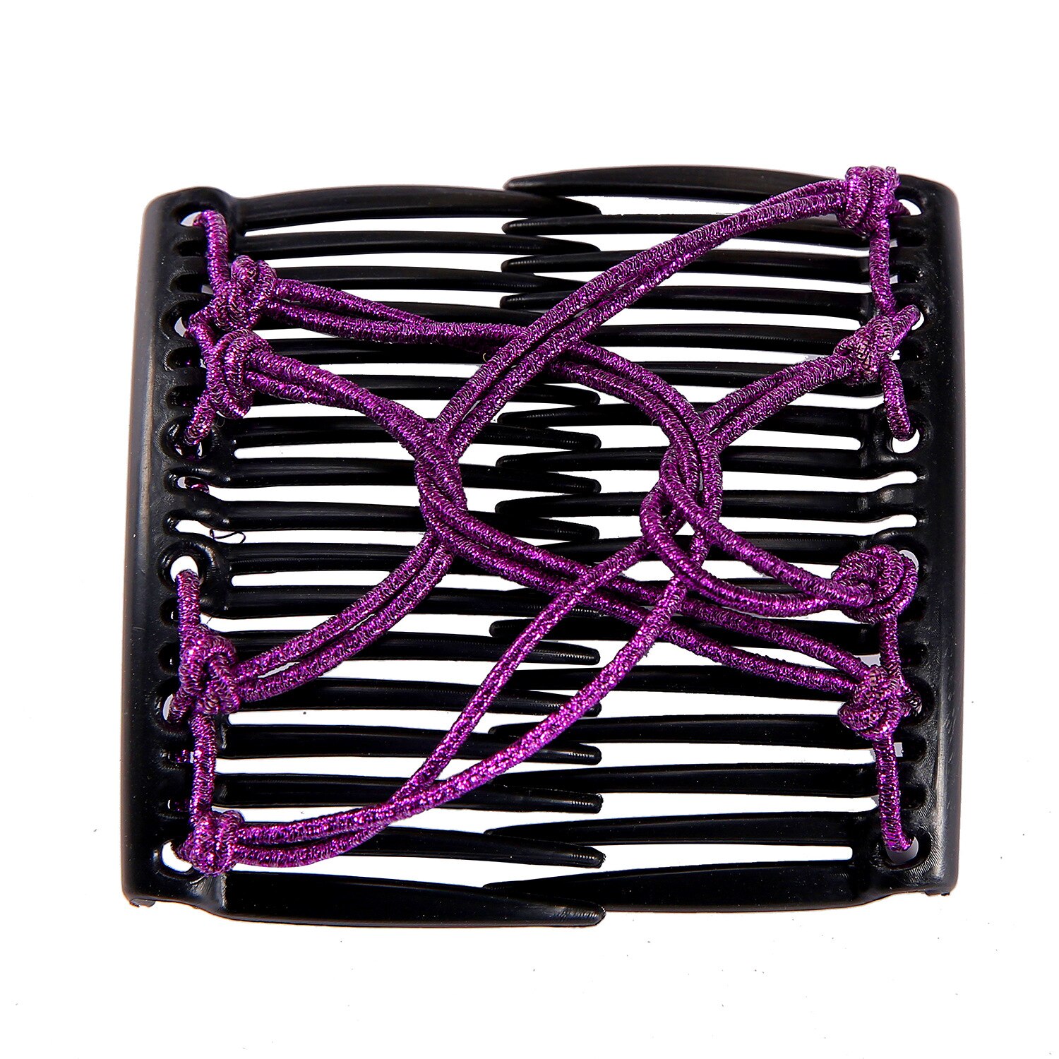 Mode Haarkam Klauw Broodje Dames Magische Kralen Elastische Dubbele Bands String Haarspeld Tool Paardenstaart Haaraccessoires Kapselbanden: Black