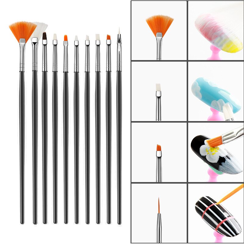15Pcs Nail Art Brush Set Voor Manicure Gel Nail Acryl Penselen Voor Gel Nagellak Nail Art Pen Puntjes schilderij Tekening