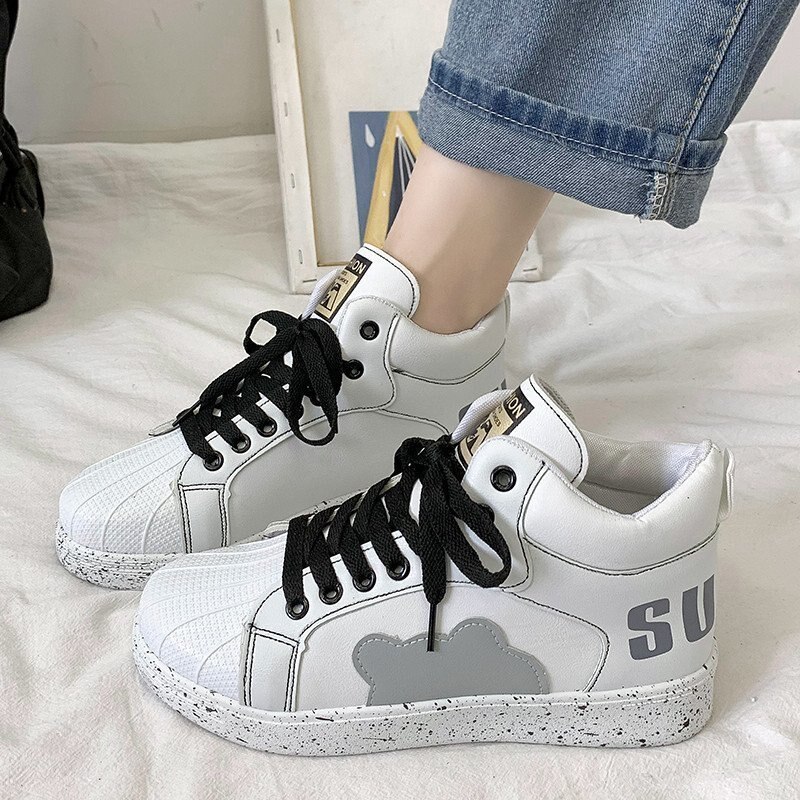 Zapatillas con plataforma para mujer, Tenis femeninos informales, color blanco, , Primavera,