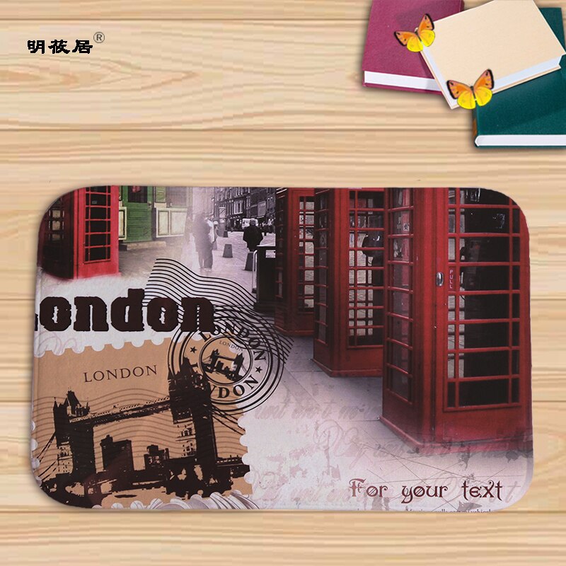 Billig pris boligindretning london paris naturskønne bygninger retro stue dørmåtte 40 x 60cm gulvmåtter flannel bad køkken tæpper