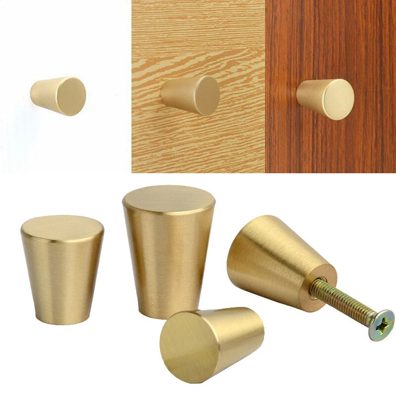 Moden Stijl Kegelvorm Effen Zinklegering Borstel Nikkel Koper Matte Zwarte Kleur Kast Knoppen Lade Handvat Dresser Pull S-M