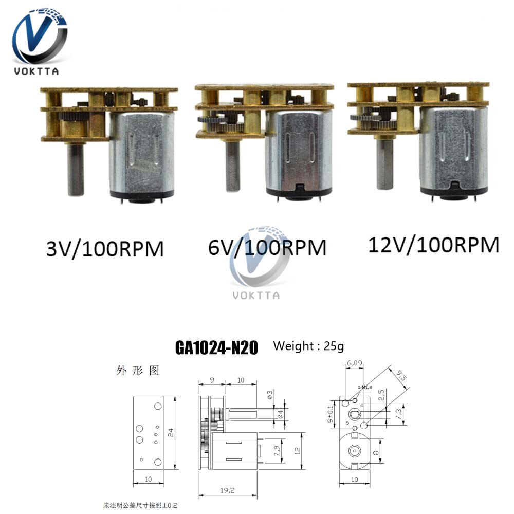 GA1024-N20 DC Motor 100RPM DC 3V 6V 12V Gear Motor Elektrische Actuator Lineaire Hoge Koppel Motor voor Speelgoed