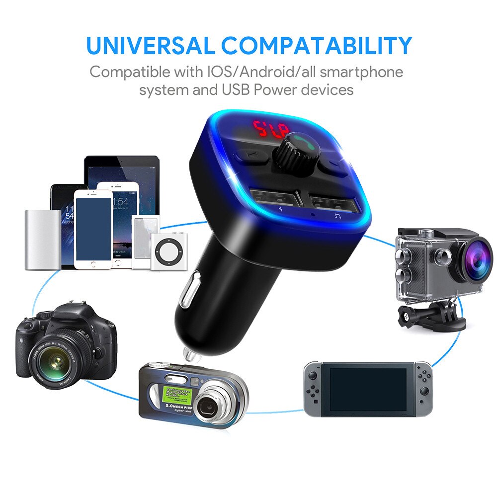 FM Transmitter Handsfree Bluetooth Wireless Car Kit Car Charger With 2.1A Dual USB FM Modulator Transmiter Music MP3 Player