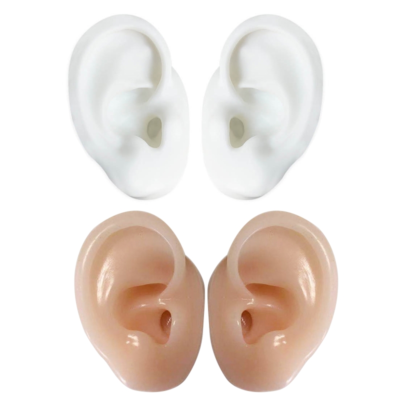 1Pair Silicone Ear Model Flexible Ears Simulated Ear Figure Left/Right Ears for Piercing Practice Jewelry Window Display