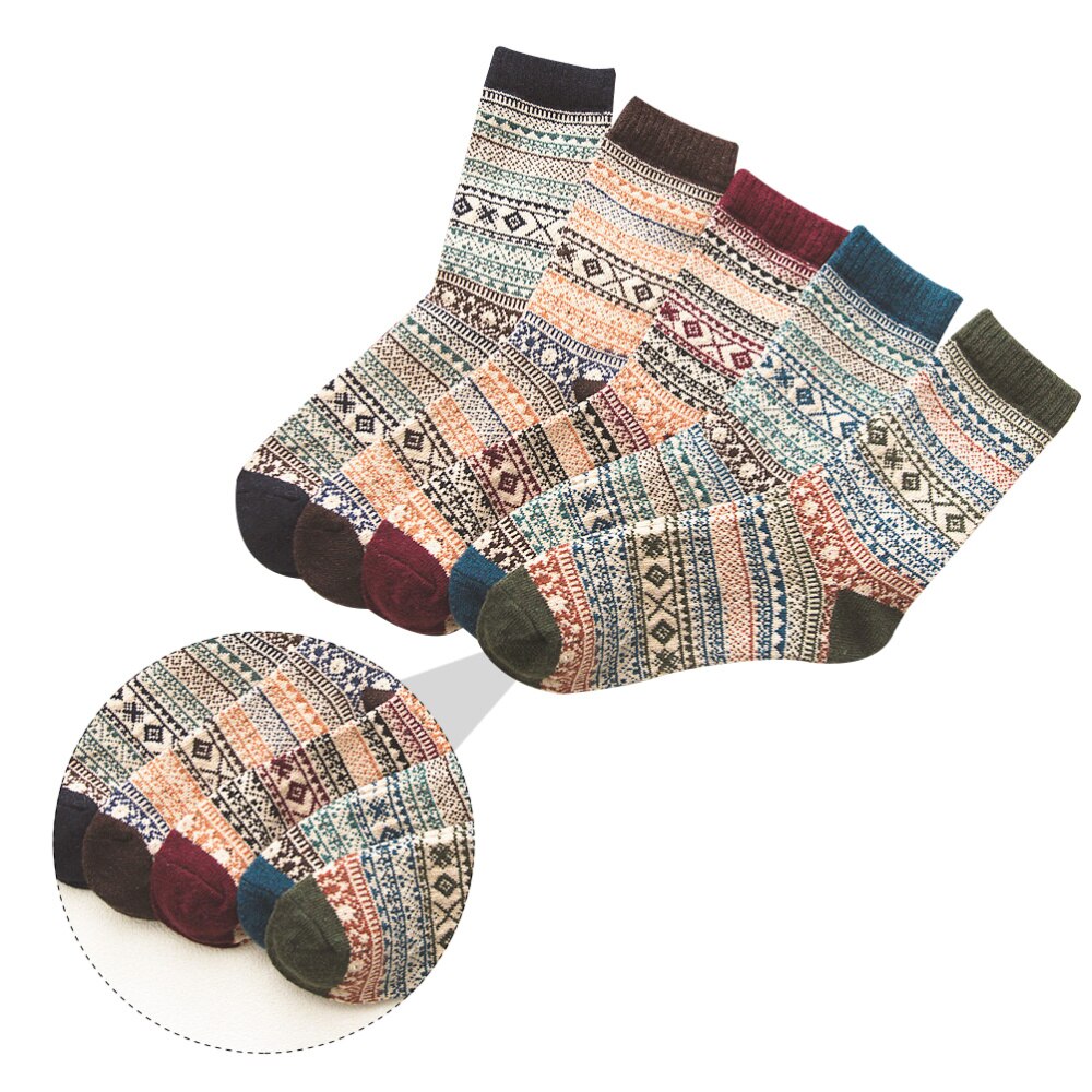 5 par genanvendelige etniske komfortable holdbare varme lette uldsokker sokker sprots sokker mænd borfriends mand