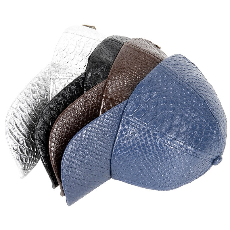 Krokodyl drukuj skórzana czapka z daszkiem moda jesienno-zimowa Faux skórzana czapka z daszkiem dorywczo kapelusz turystyczny biodro chmiel dla obu płci tendencja kapelusz