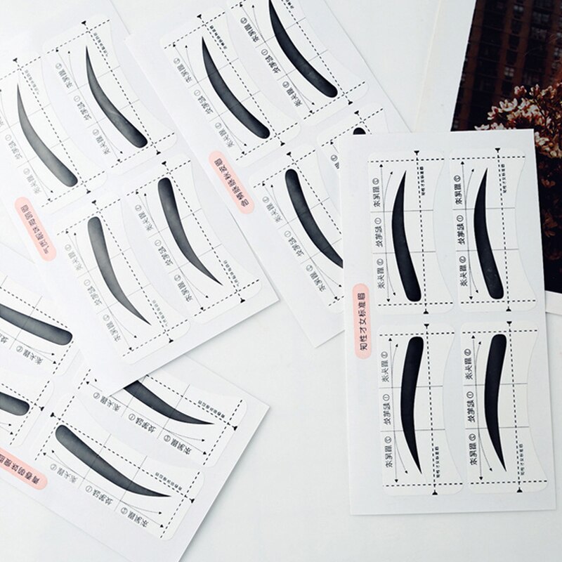 GAM-BELLE 24 Pairs/Set Lazy Quick Eyebrow Stickers Eyebrow Card Template Eyebrow Aids Guide Tattoos Makeup Tools Adjustable