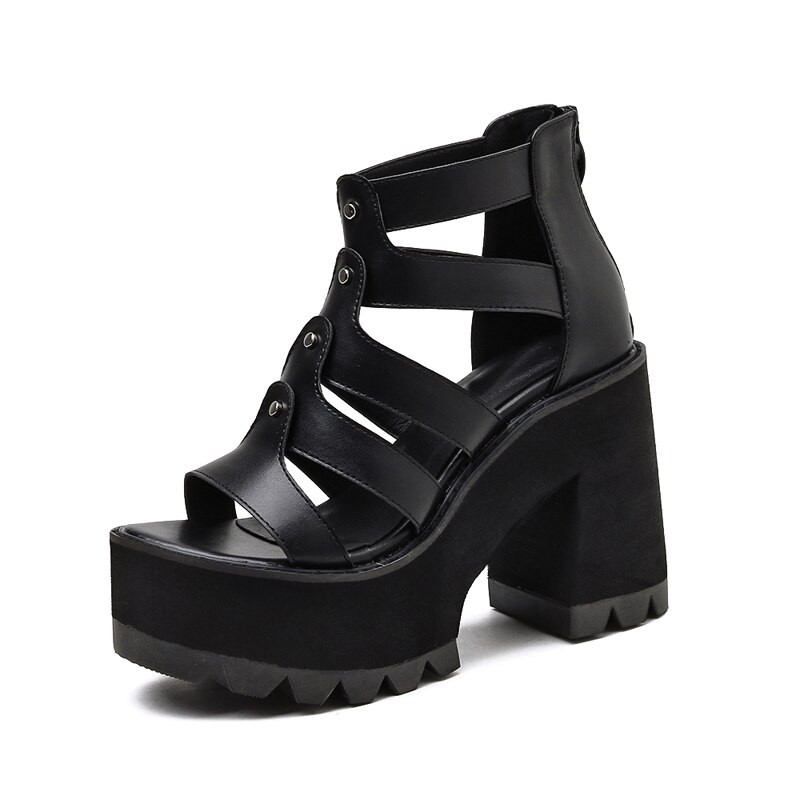Vintage punk gootti kengät sandaalit nainen gladiaattorikengät platform sandaalit naiset avokärkiset kengät gladiaattorisandaalit naiset ljb 117
