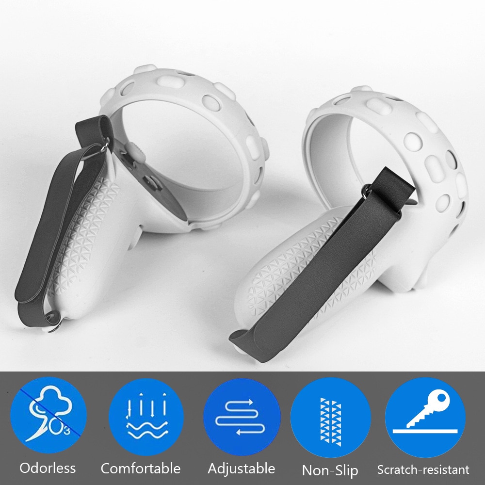 Touch Controller Grip Cover per Oculus Quest 2 Cover in Silicone impugnatura anti-lancio custodia protettiva con cinturino regolabile